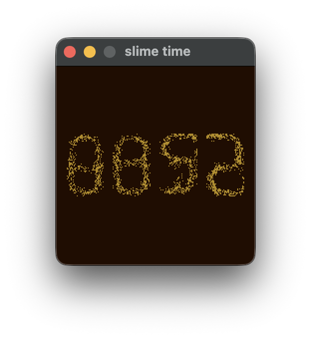 slime mold sim spelling out the time 0052