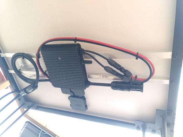 Underside of the table with the inverter attached