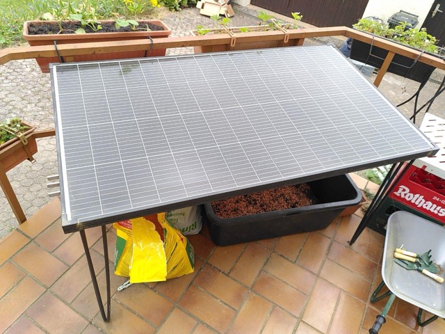 A solar panel as a table